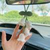 Cute Car Plant Crochet Hanging Basket Knitted Rear View Mirror Ornament  Gifts
