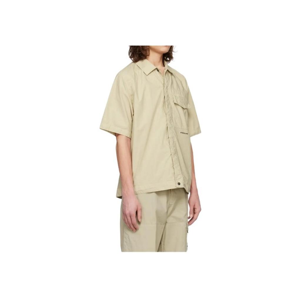 STONE ISLAND Short Sleeve Overshirt Sand Men Streetwear 801511805-V0095