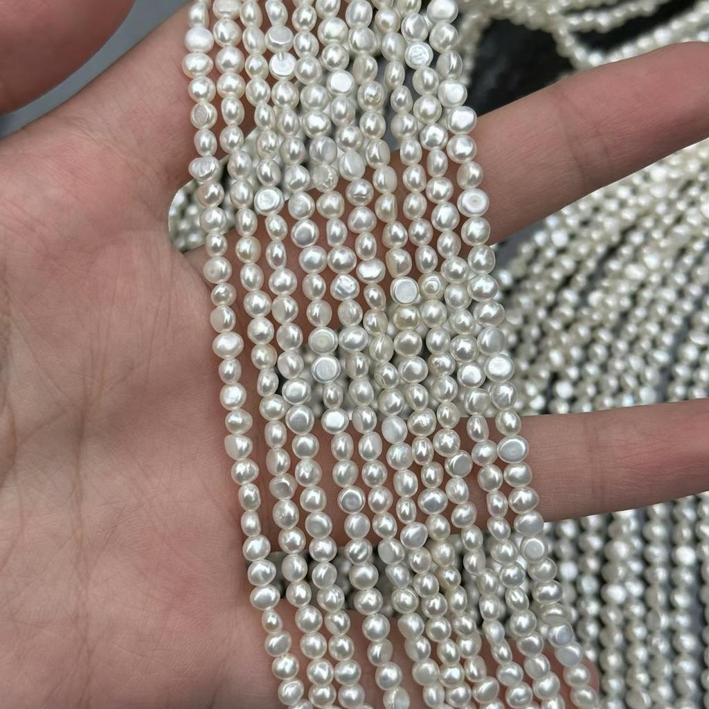 1String, White Natural Freshwater Pearls, Handmade Nugget Pearl Beads for Jewelry Making DIY Crafts (Beads 3-4mm, Length 36cm)