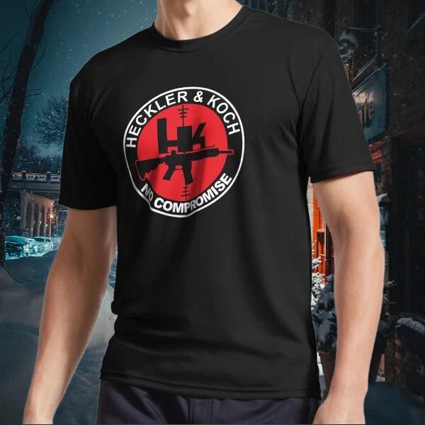 

Летняя НОВИНКА Футболка с длинным рукавом с логотипом Heckler & Koch No Compromise, смешная, размеры от S до 4XL, мужская одежда S