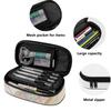 Pencil Bag Printed Durable 300D Polyester Easy Open Zipper with Main Compartment Mesh Pocket and Pen Slots for Daily School Use