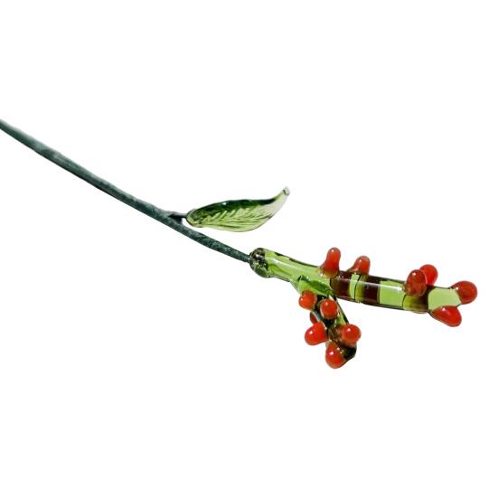 Ručně foukaná skleněná květinová dekorace s drátěným stonkem, ručně vyráběná figurka s barevnou glazurou, květinová váza, ozdoba do domácího obývacího pokoje, na kancelářský stůl