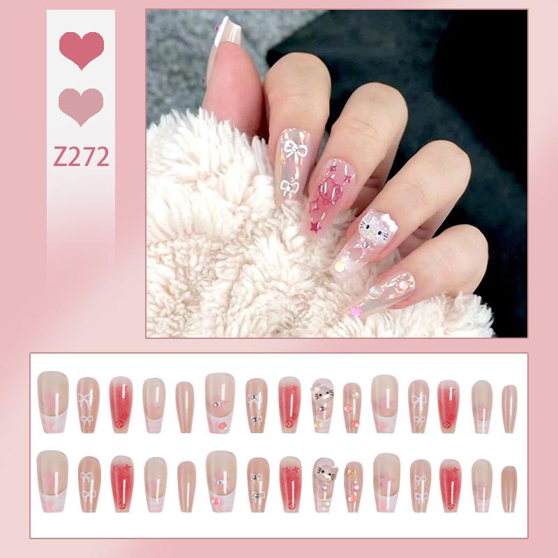 Luxurious Transparent Blush Bubble Rose Press-On Nail Set with Wearable Stickers