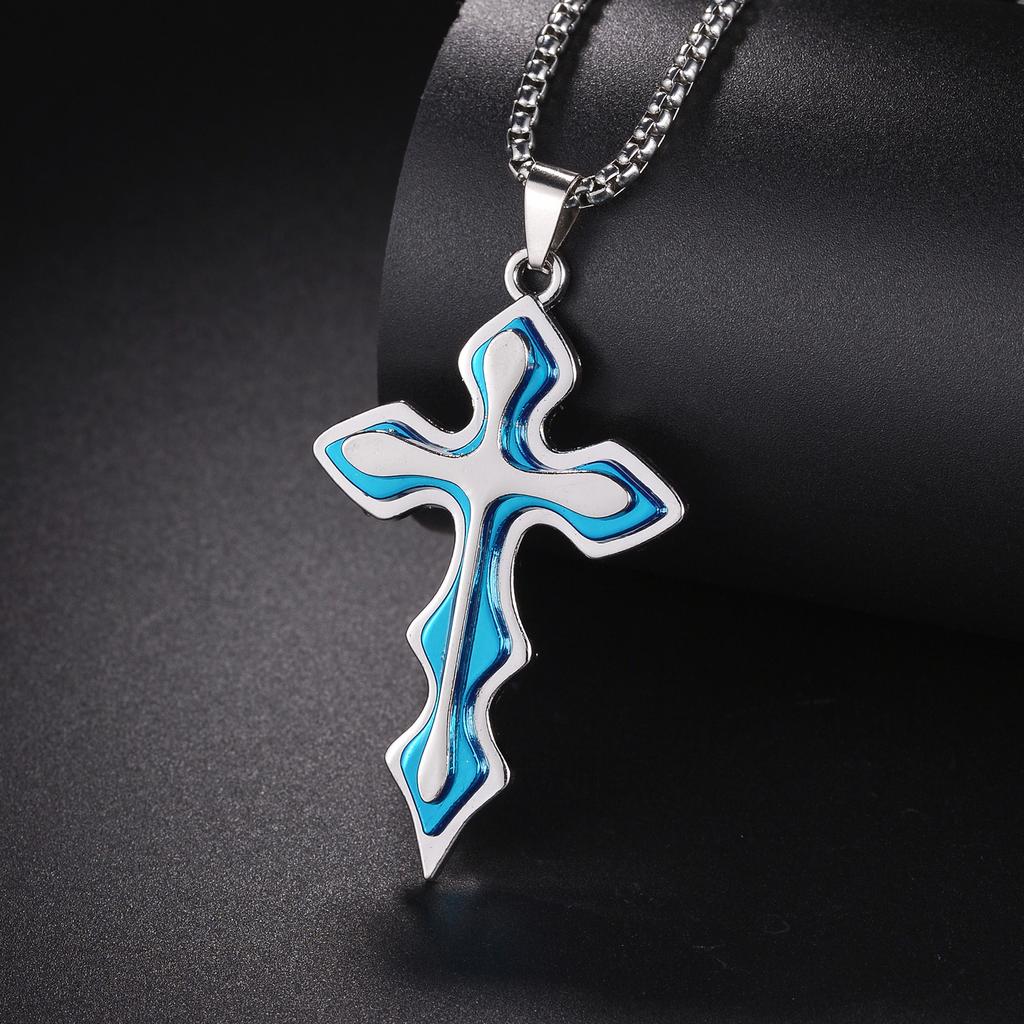 Christian Jesus Cross Necklace for Women Men Stainless Steel Chains Choker Religion Pendants Jewelry Prayer Baptism Gift