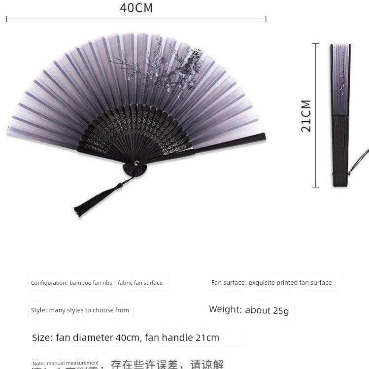 Fan for Men with a Domineering Style, Traditional Chinese Style Folding Fan with Jade-Like Black Bamboo Wood, Portable for Summer, Suitable for Dance