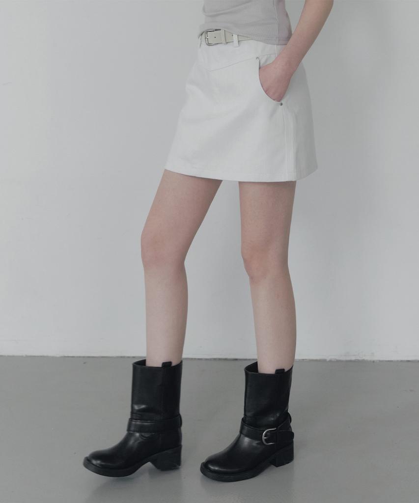 Teuwi Jedden Rivet Cut Cotton Mini Skirt (Belt Set)