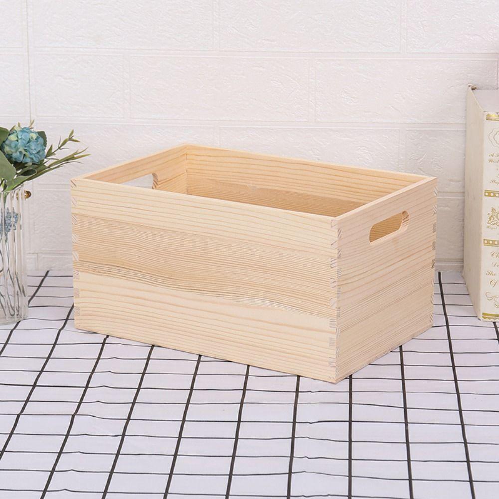 Large Capacity Cabinet Wooden Storage Box with Handle Clothing Storage Basket Household