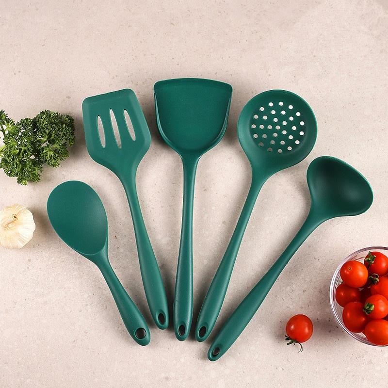 5Pcs Silicone Kitchenware Soup-Spoon Spatula Colander Spoon Spatula Kitchen Cooking Tools Kitchen Supplies