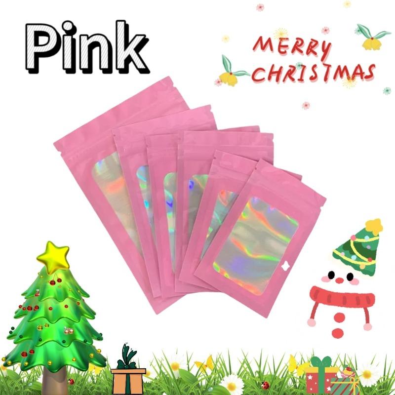 

50pcs Smell Proof Mylar Bags Holographic Laser Color Plastic Packaging Pouch Jewelry Retail Storage Pouch Gift Zip Lock Bag 6x10cm