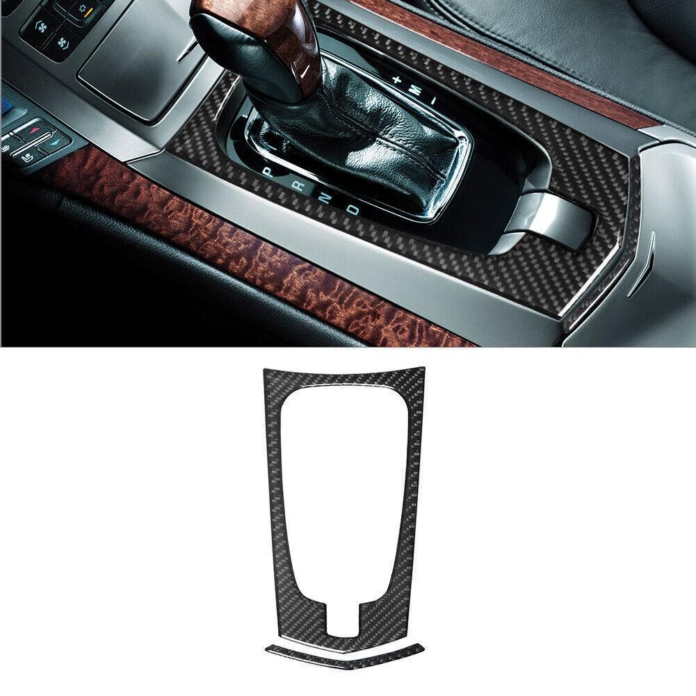 2pcs For Cadillac CTS 2008-13 Carbon Fiber Center Gear Shift Interior Cover Trim