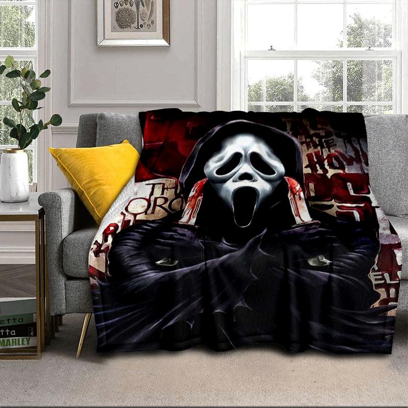 Scr-eam Horror Movie Blanket Flannel Blanket for bed, sofa, Camping, Hiking, Picnic Essentials, gift for family Fan gifts