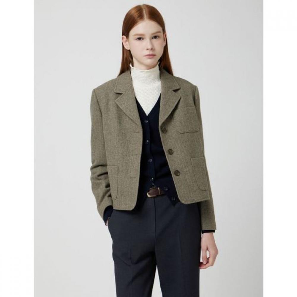 

Cc Collect Herringbone Crop Single Jacket C254msf035 khaki gray/66