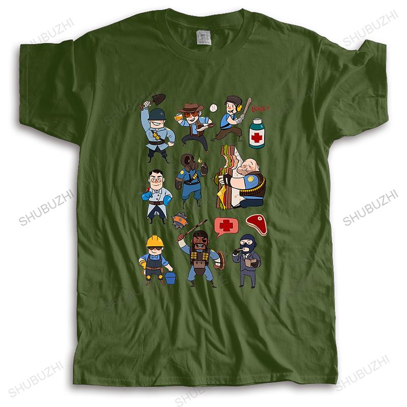 Men Fashion Brand T-shirt O-neck Tshirt Team Fortress 2 - All Characters Classes with TF2 Logo Unisex Tee-shirt Teenagers Tops