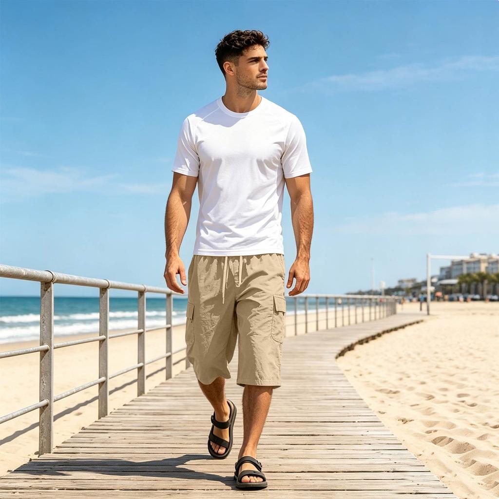Men's Casual Cargo Shorts Lightweight Breathable Knee Length Summer Shorts with Multiple Pockets for Outdoor Activities and Everyday Wear