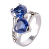 European & American Crystal Zircon Double Heart Ring for Women