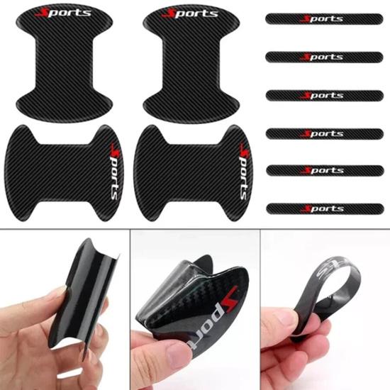 10PCS Car Carbon Fiber Door Handle Bowl Sticker Protector Anti Scratch Cover