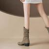 Fashion Winter Middle Heel Fleece-Lined Ladies Mid Calf Shoes Designer Luxury 2025 Novelty New in Sale Fashion Women's Half High Boots