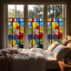 Static Cling Window Film, Full Blackout, Colorful Geometric Privacy UV Blocking, Reusable Heat Insulation Window Sticker for Home Office