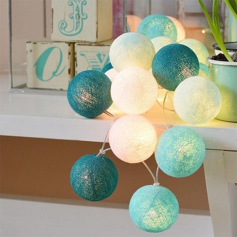 20 LED Cotton Ball String Lights Battery Operated Colorful Garland Fairy Lights for Home Wedding Christmas Party Outdoor Decors