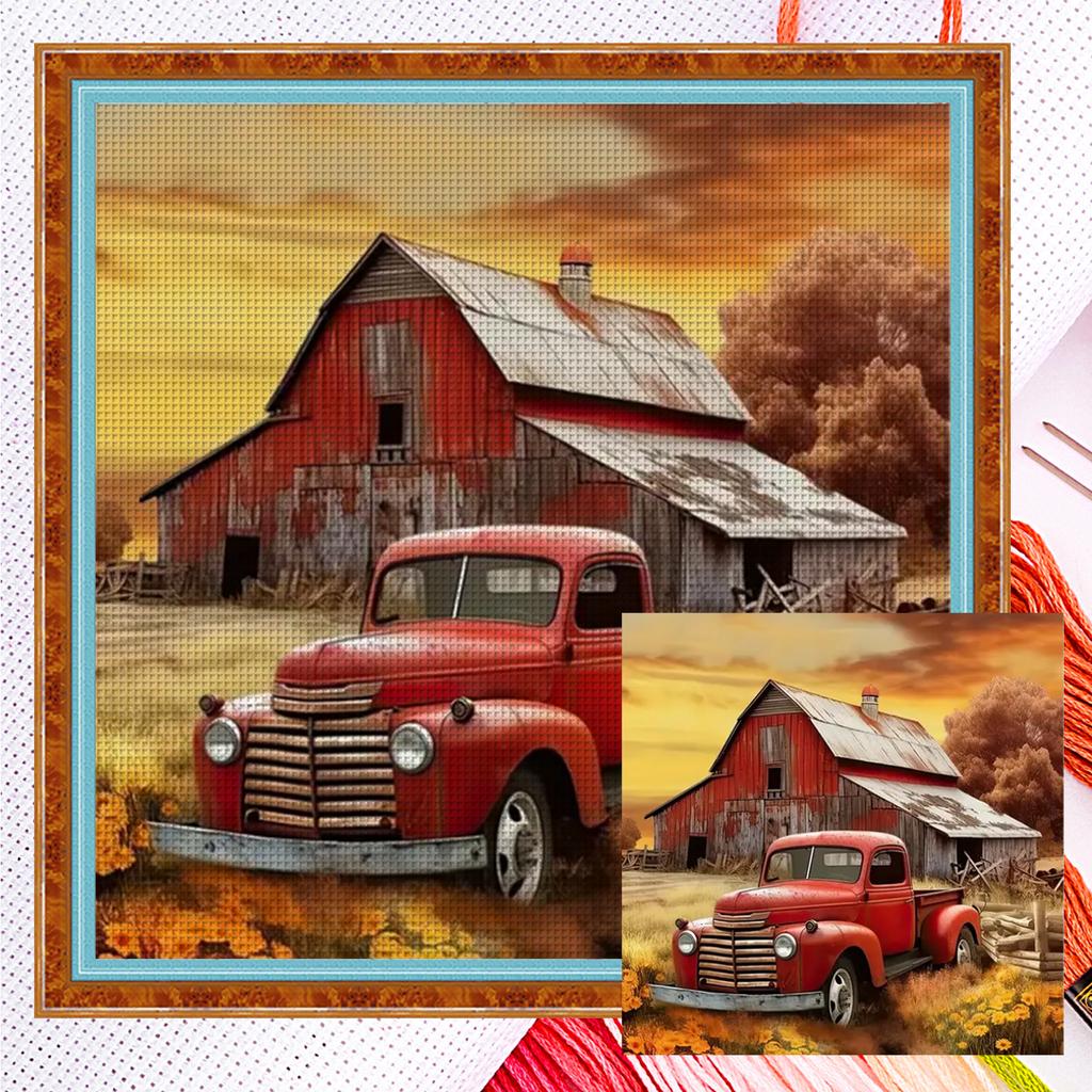 House Full 11CT DIY Counted Needlework Embroidery Kit 19.69x19.69in Embroidery Needlepoint Starter Kits for Adults Home Decor