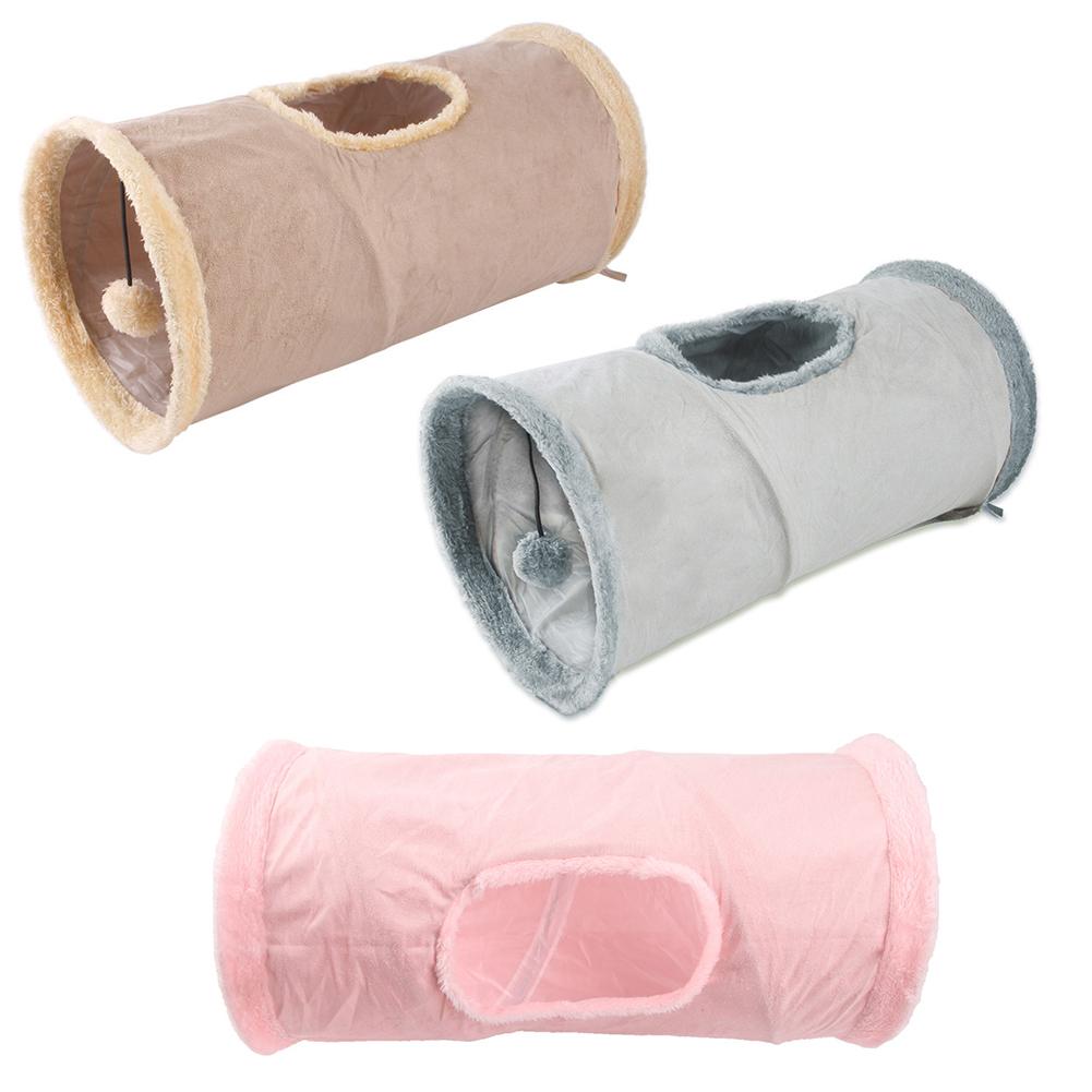 Pet Cat Tunnel Collapsible Plush Channel Foldable Suede Educational Toy Warm Winter Interactive Toys for Cat Puppy Kitten Rabbit