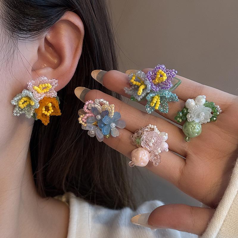 Exquisite Fairy Beaded Flower Earrings - Cute, Lively & Versatile Accessories