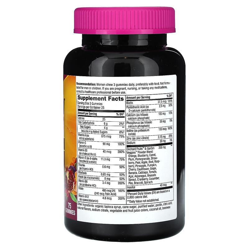 Alive! Women's Premium Gummy Multivitamin, Grape, Cherry & Blueberry Acai, 75 Gummies