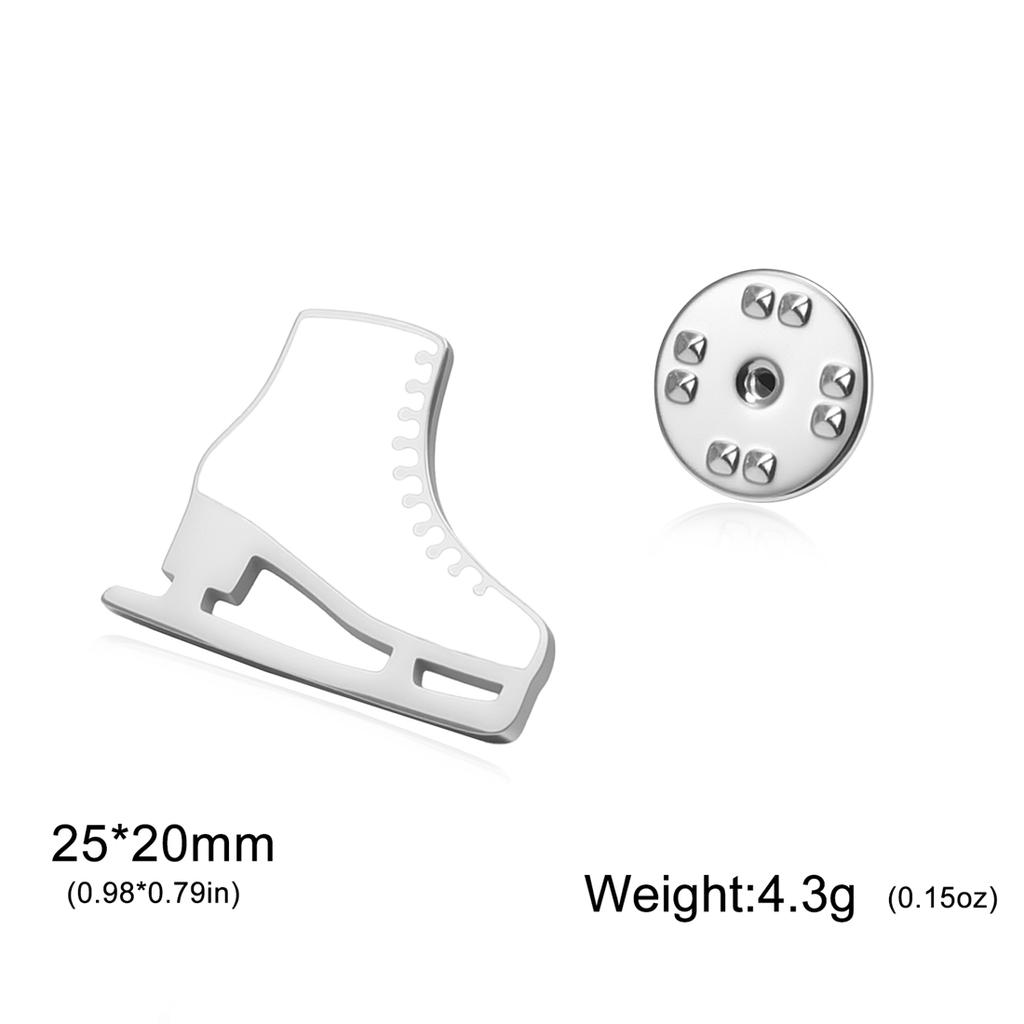  Enamel Roller Skates Brooches Stainless Steel Drop Oil Ice Shoe Lapel Pins Skating Enthusiasts Jewelry Gift Wholesale