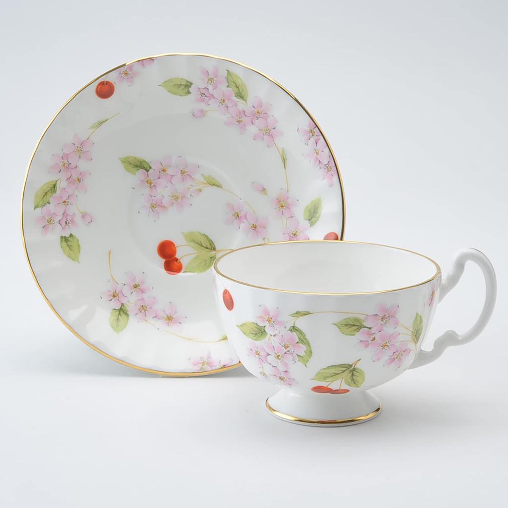 Aynsley Cherry Blossom Tea Cup & Saucer, Oban, Approx. 180ml, CBPT05006U