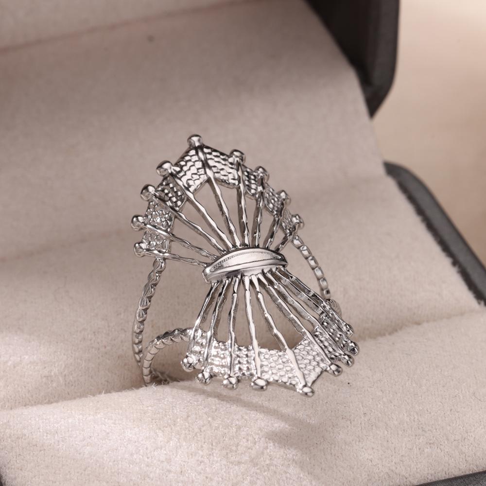 Geometric Bowknot Rings For Women Stainless Steel Gold Color Adjustable Wedding Ring Aesthetic Fashion Waterproof Jewelry Gift