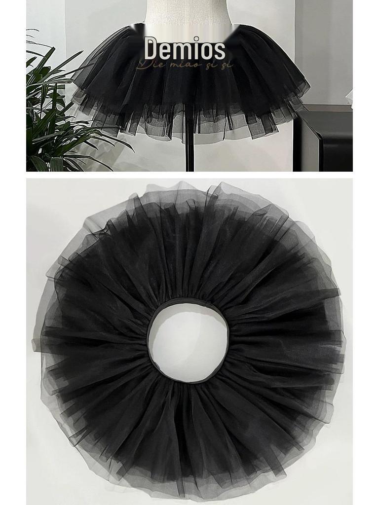 Schmetterling Miao Si Unregelmäßiger Seidenunterrock: Ärmelloser Weicher Tüll, Außen tragbar, Sexy Puffiger Superkurzer Unterrock Y079.