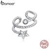 Bamoer 1 PC 925 Sterling Silver Star Ear Clip Ear Cuff Zircon Clip On Earrings Without Piercing Earrings Fashion Jewelry SCE1135