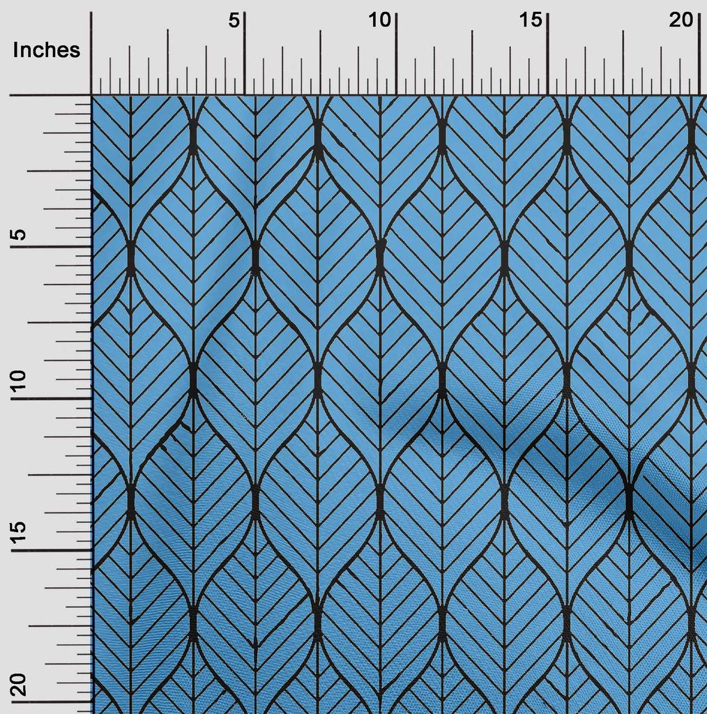oneOone Cotton Flex Medium Blue Fabric Geometric Ogee Sewing Fabric By The Yard Printed Diy Clothing Sewing Supplies 40 Inch