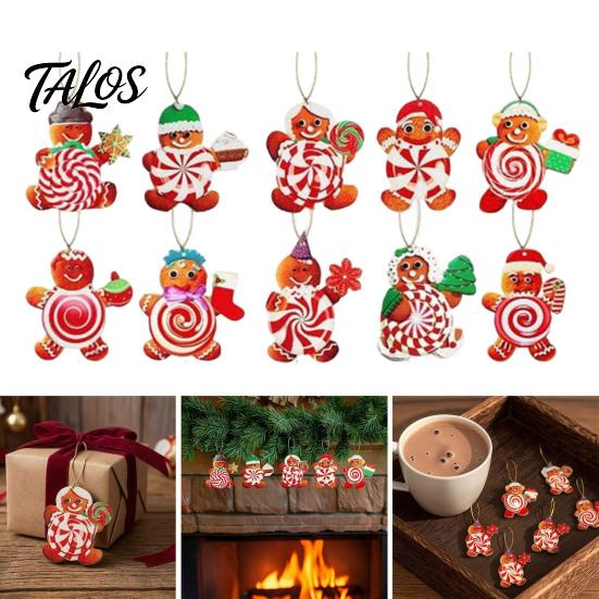 Rustic Xmas Tree Hanging Ornaments 20/30/40Pcs Wooden Christmas Ornaments, Candy Cane Lollipop Decor for Holiday Party Wreath Window Display
