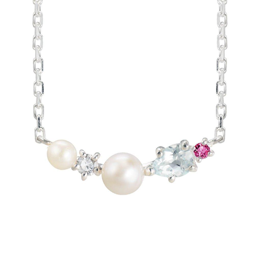 

Choose your birthstone necklace for genuine pearl silver pendant MIP1195N [Future Angel] women, (pearl) (July Ruby)