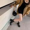 Krazing Pot Cow Leather Winter Shoes Thick Med Heels Handsome Lace Up British School Platform Women  Ankle Boots