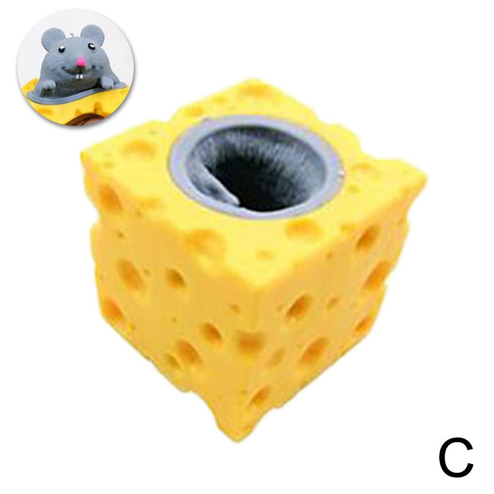 up Funny Mouse and Cheese Block Anti-stress Hide Toys Relief Toy 4.7cm Fidget Adult G7Z2