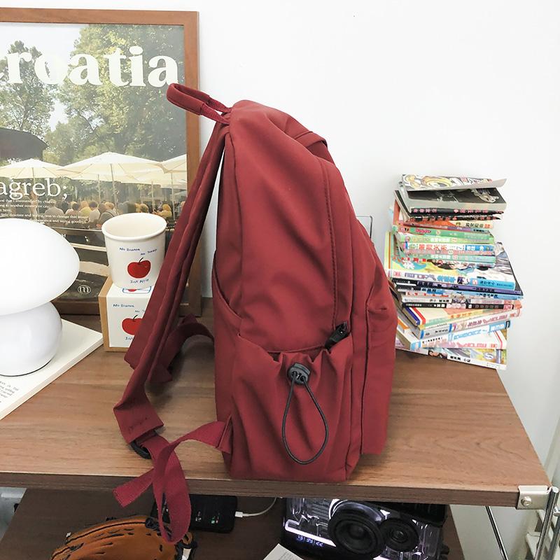 Lightweight Travel Backpack Women Large Capacity Backpack Solid Color Student Schoolbag