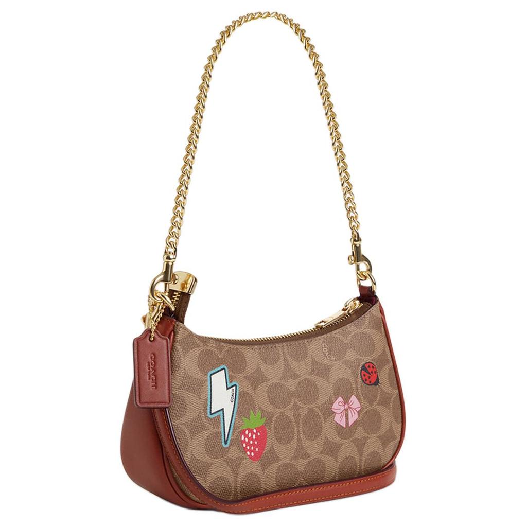 Coach Teri 20 Zipper Closure Logo Coated Canvas Tote Bag Women Tote Bags Gold Brown CW321-IMTAM