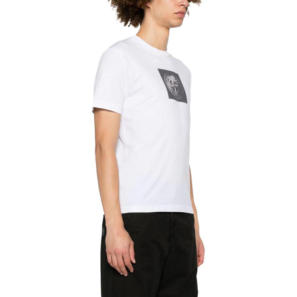 STONE ISLAND Ss24 Letter Pattern Printed Crew Neck Fitted Short Sleeve T-Shirt Men T-Shirt White 80152NS83-V0001