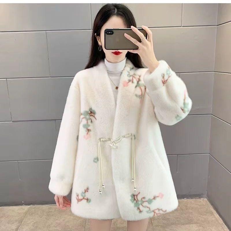 Jacket autumn and winter thickened imitation mink fur light new thin coat padded women's clothing