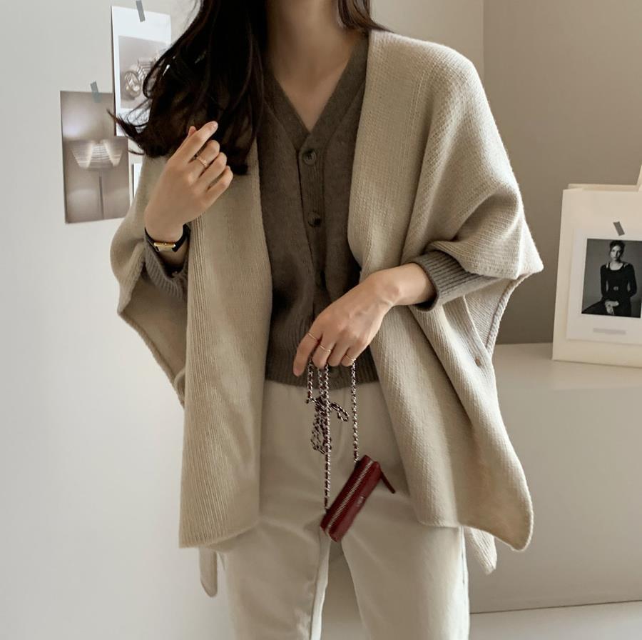 Chaleco de lana de punto de moda versátil de corte holgado en forma de H para mujer