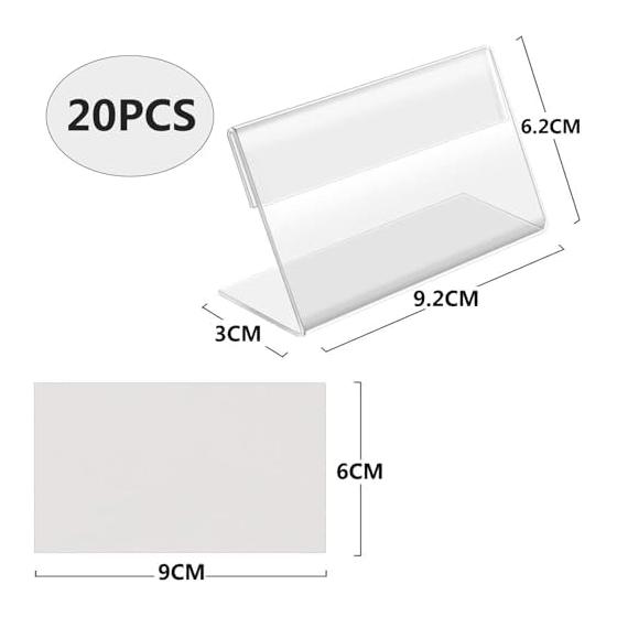 POP Stand Card Holder L Shape Business Card Size 90x60mm Acrylic Stand Exhibition Stand Display Stand Transparent Acrylic Price Card Price Tag Name