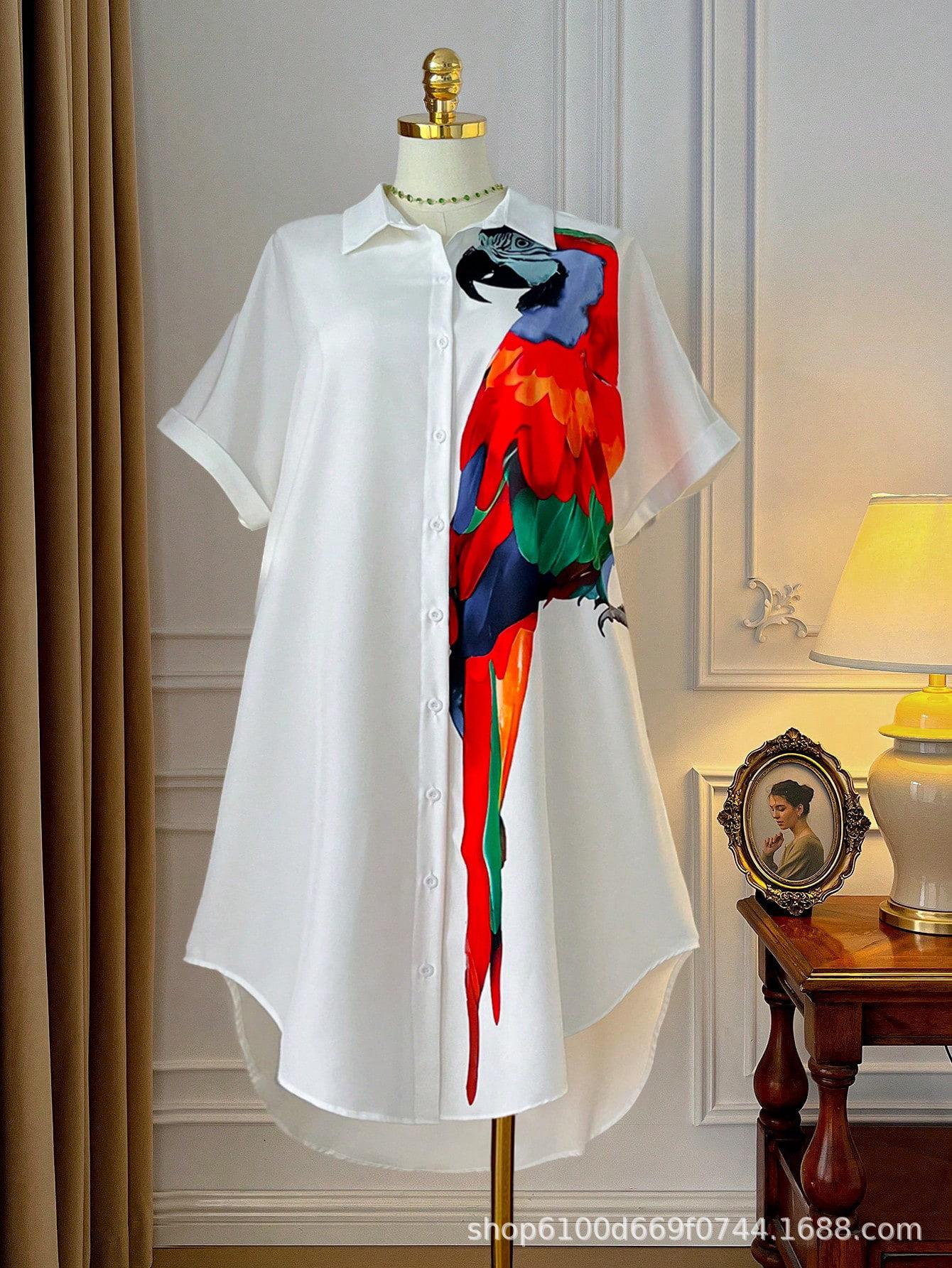 

2026 New Plus Size Women s Colorful Graffiti Print Casual Dress 5XL белый