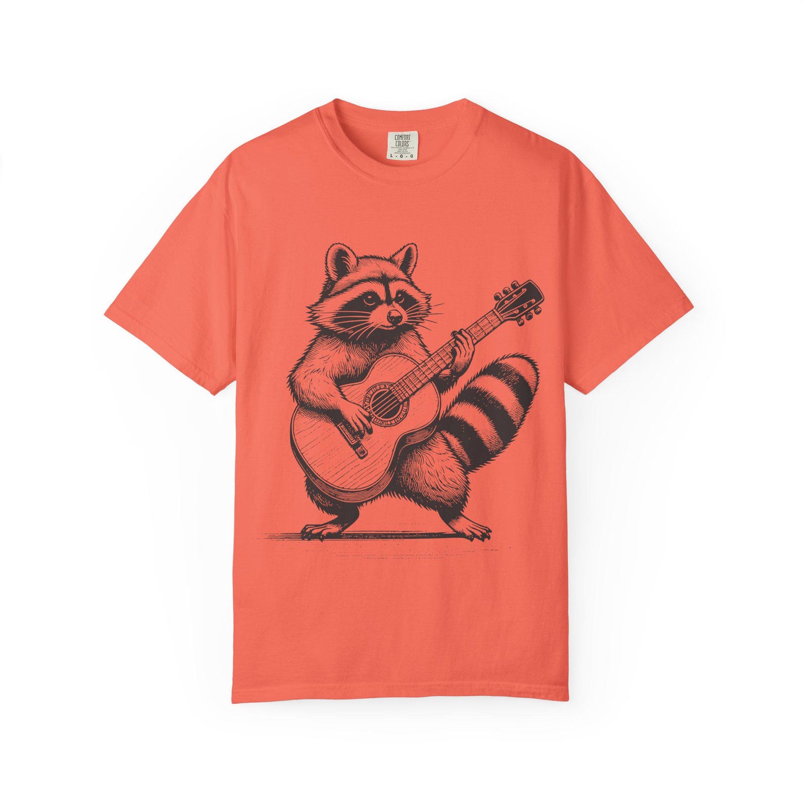 Musical Raccoon Guitar T-shirt, Nature Lovers Graphic Tee 2XL