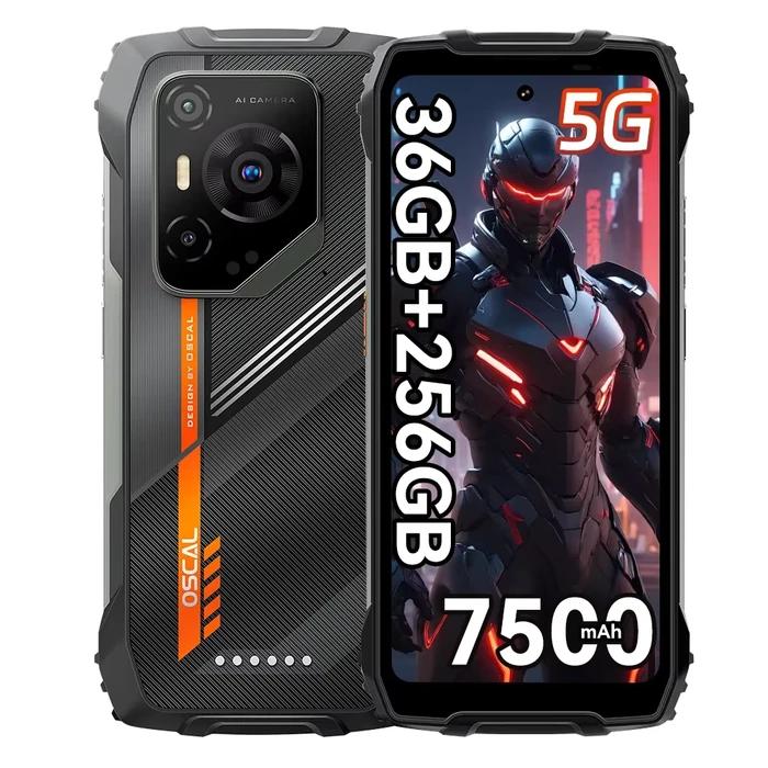 OSCAL PILOT 3 Smartphone robuste, Android 15, 36 Go (12 + 24) + 256 Go, écran 6,78" 120 Hz, batterie 7 500 mAh, 50 MP + 32 MP + 20 MP, NFC