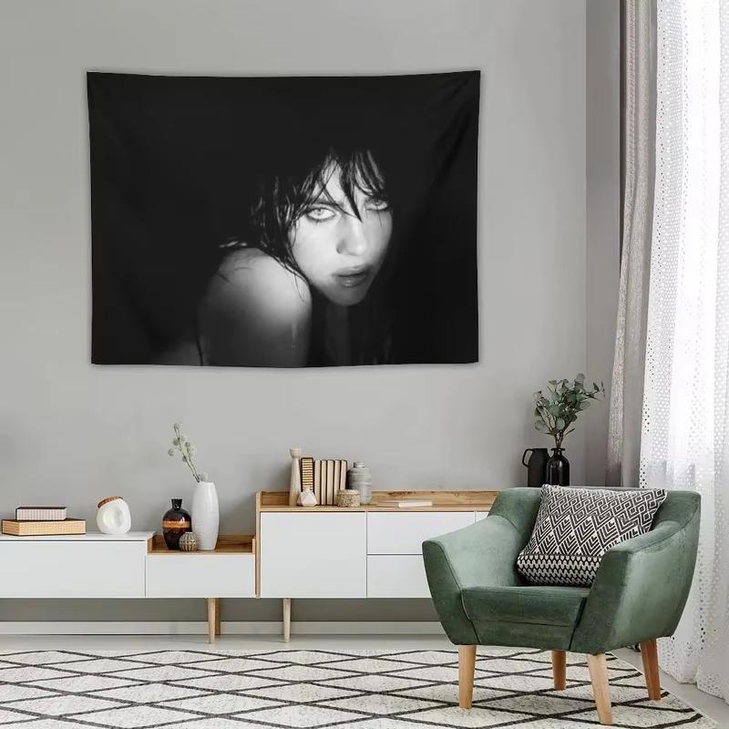 JIT 1pc Black White Portrait Tapestry Artistic Edgy Wall Decor Premium Durable Home Bedroom Living Room Loved for Bold Aesthetic