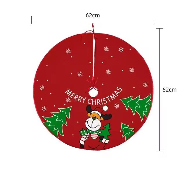 62CM Cartoon Christmas Tree Skirt Crafts Tree Surround Base Set Merry Christmas Decorations for Home Xmas Ornaments Navidad