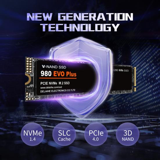 980 EVO Plus 1/2/4TB PCIe 4.0 M.2 NVMe TLC SSD Швидкість до 7300 МБ/с Читання 6800 МБ/с Запис Внутрішній твердотільний накопичувач для обчислень штучного інтелекту, ігор