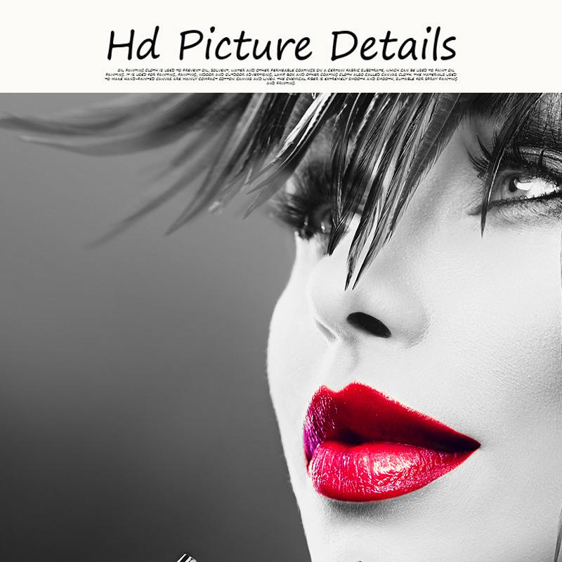 Women Face With Red Lip Oil Painting On Canvas Cuadros Posters and Prints Scandinavian Wall Art Picture for Living Room Decor